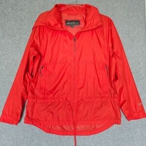 Eddie Bauer Women Size M Lightweight Active Nylon Full Zip Hooded Rain Jacket